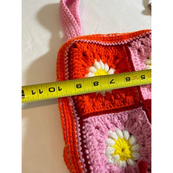 Knit Floral Backpack Handbag Handmade Crochet Boho Festival Colorful Bag &Wallet - Picture 15 of 15